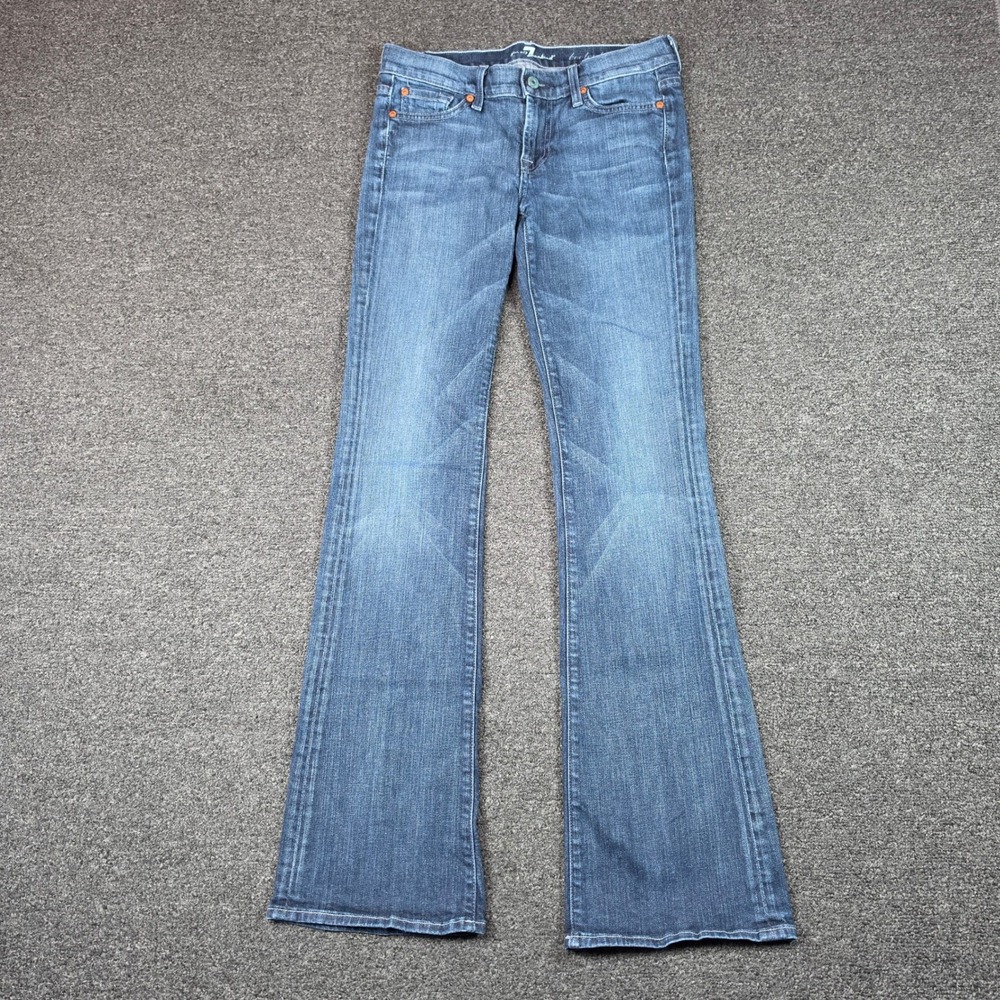 7 For All Mankind Bootcut Blue Jeans Womens 26x32 Mid Rise Boho Festival Flare